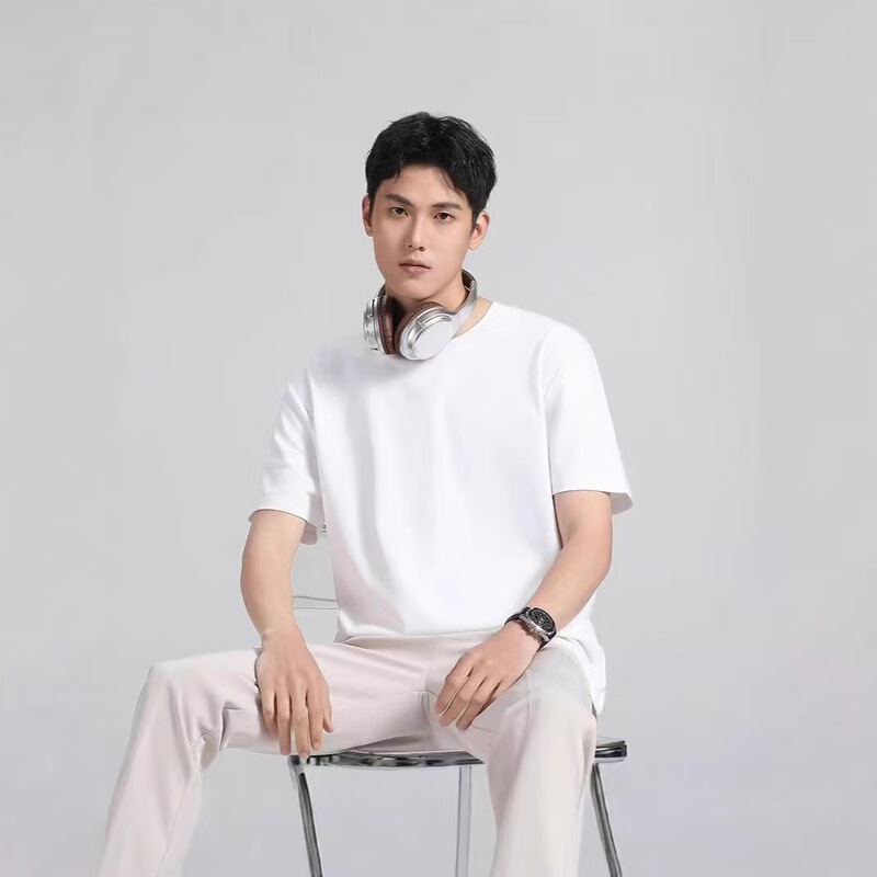 Cross-Border Summer Short-Sleeve Men's T-Shirt, Solid Color Milk Silk, Loose Fit, Versatile Base Shirt, Affordable Unisex T-Shirt for Men Cross-Border Summer Short-Sleeve Men's T-Shirt, Solid Color Milk Silk, Loose Fit, Versatile Base Shirt, Affordable Unisex T-Shirt for Men