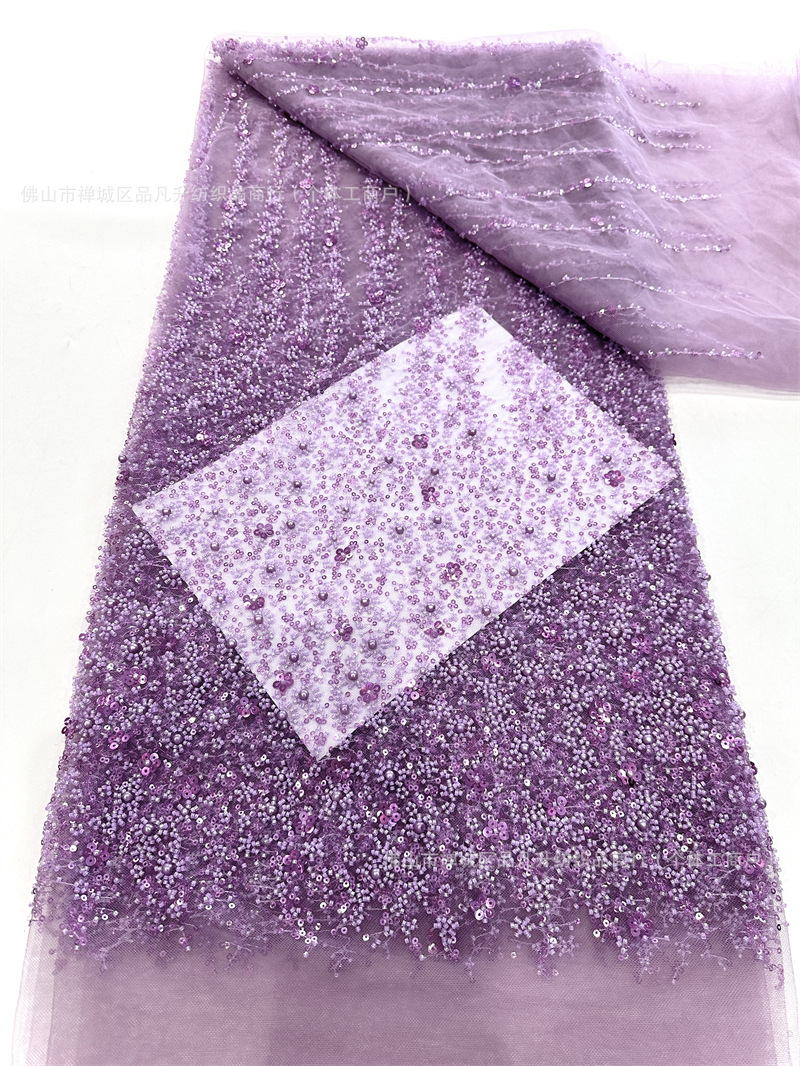 Tejido de bordado de perlas, tela de bordado de flores, vestido de boda, vestido de fiesta, vestido de cena