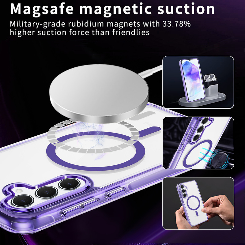 Samsung S25ultra 携帯電話ケース磁気ワイヤレス充電 magsafe メタルレンズ A56 落下防止保護カバーに適しています。|undefined