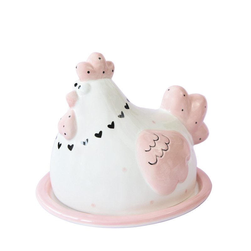 De estilo americano de Pascua vajilla plato de mantequilla plato creativo alivio pollo almacenamiento JAR tetera sellado frasco