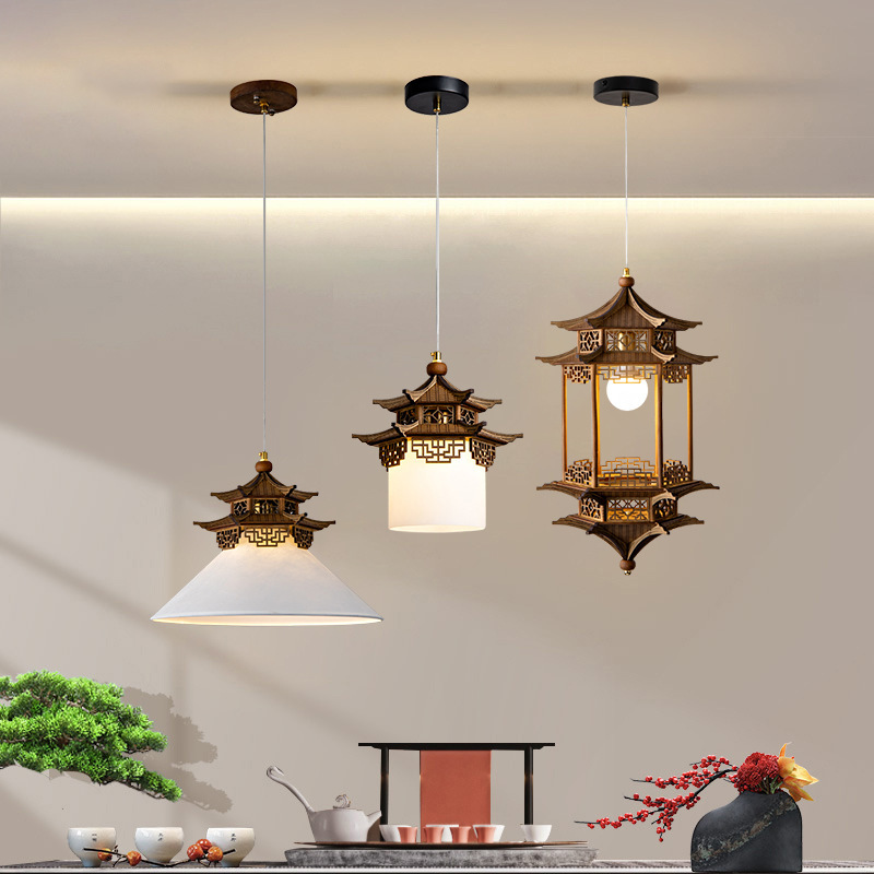 New Chinese Style Tea Room Zen Small Chandelier Temple Corridor Entrance B&B Anti-Ancient Building Pavilion Song Dynasty Aesthetic Chandelier
