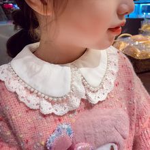 女童长袖加厚打底T恤春秋儿童白色小女孩新款翻领洋气娃娃上衣