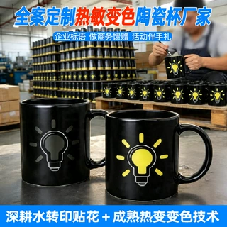 厂家直销热敏变色陶瓷杯 高清水转印贴花创意图案定制变色马克杯