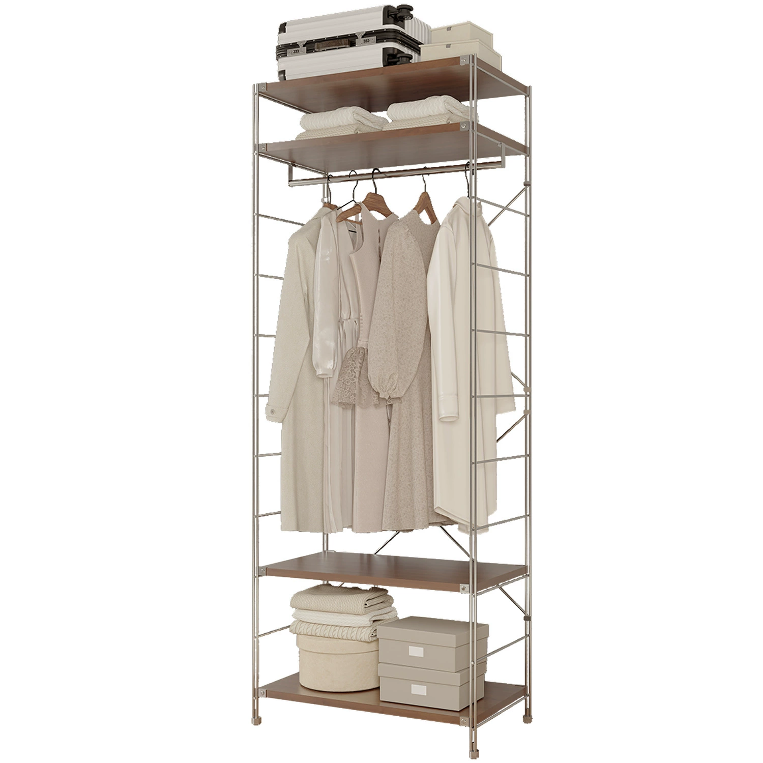 Wardrobe Garment Rack Shelf Rack Freestanding Hanger from Yomiego
