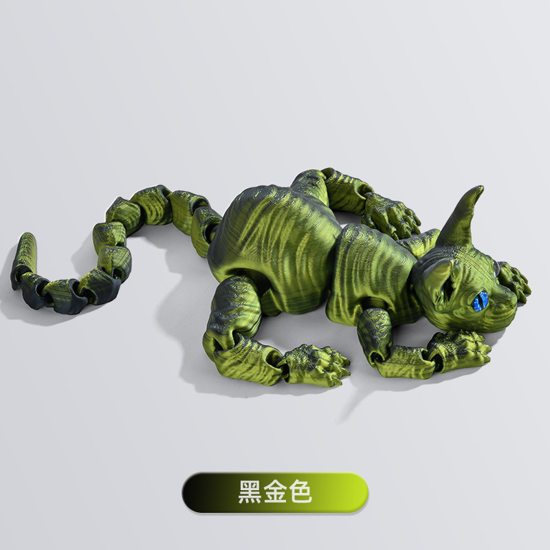 热销新款无毛猫关节可活动3D打印龙摆件手办套装3D打印无毛猫摆件|undefined