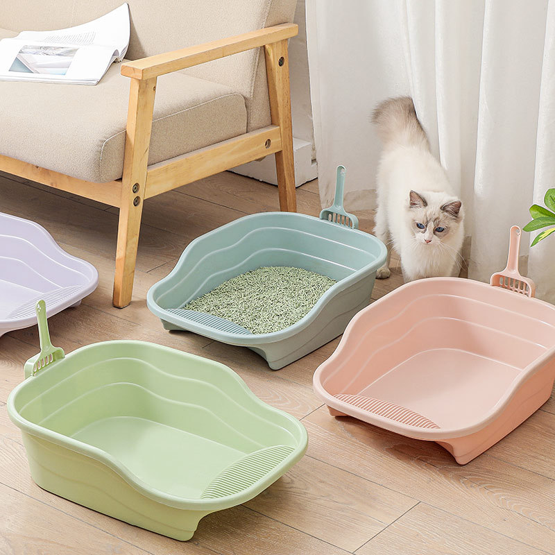 Caja de Arena para Gatos Semicerrada, Extra Grande, de Plástico, Antiarena, Suministro Directo de Fábrica, Suministros para Mascotas al por Mayor, Inodoro para Gatos, Antiolores