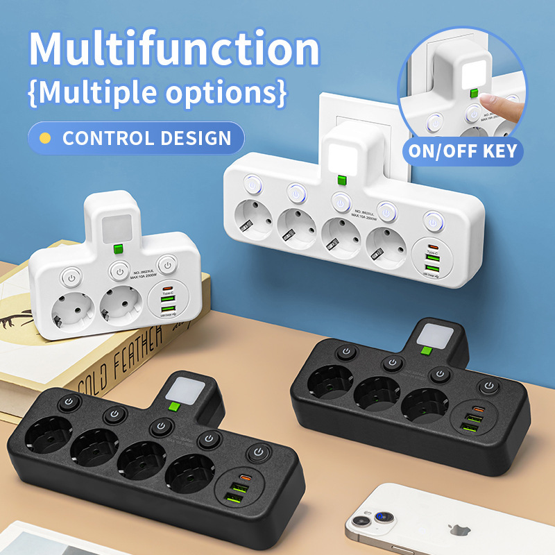 Cross-Border European Standard Independent Switch Socket, Multi-Style Adapter with USB Smart Socket Power Strip Type-C