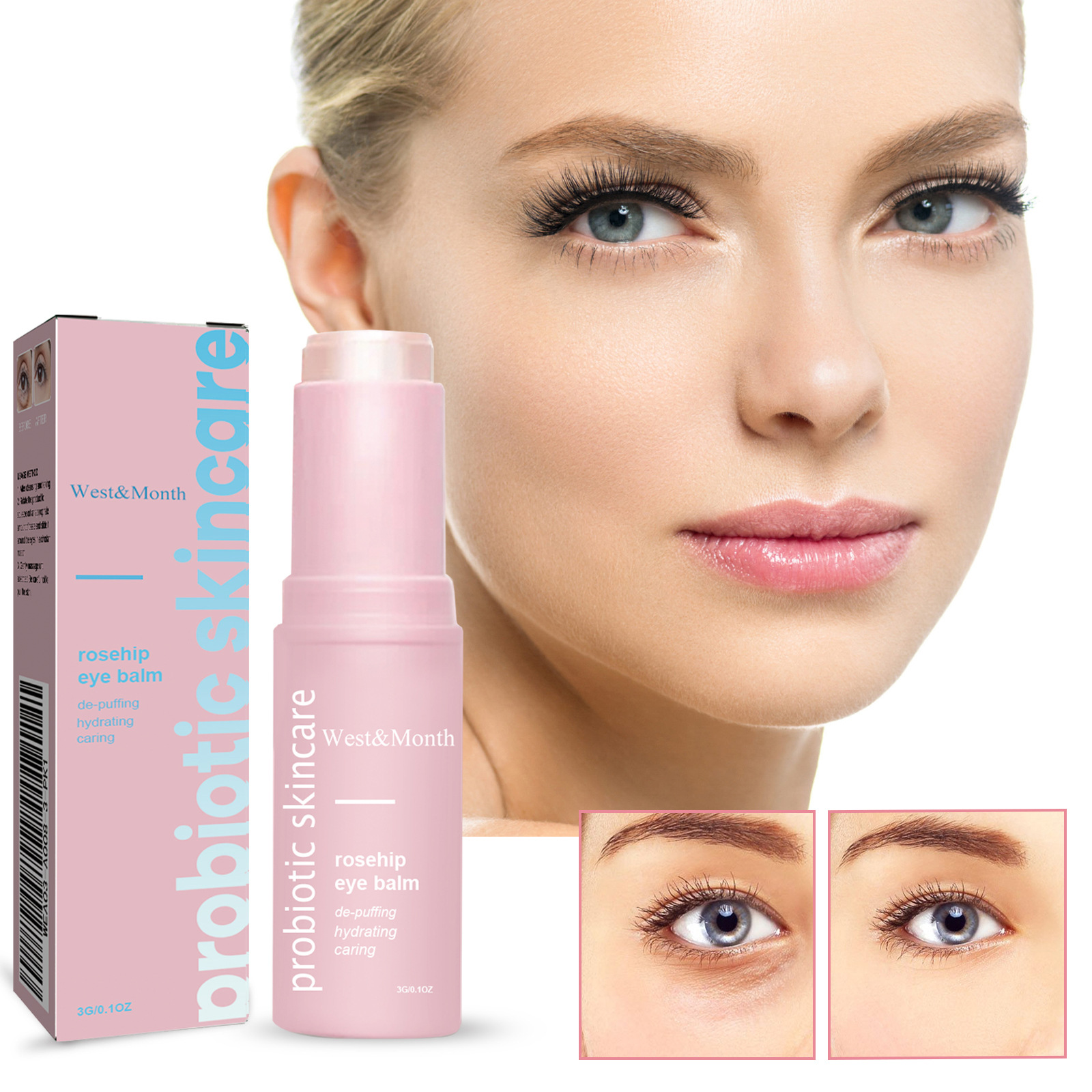 West Month Rosehip Eye Cream Stick Fine, Soft, Moisturizing, and Smooth Eye Care Cream