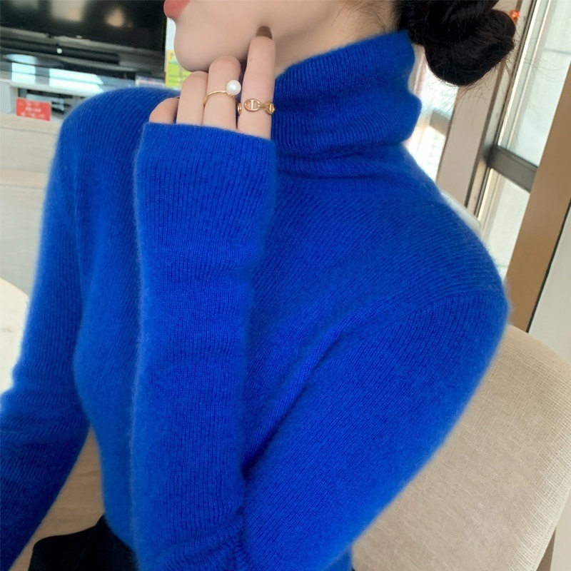 High-end Knitted Sweater Turtleneck Sweater Women's Autumn and Winter Slimming Slim-fit Knitted Solid Color All-match Tight Base Shirt High-end Knitted Sweater Turtleneck Sweater Women's Autumn and Winter Slimming Slim-fit Knitted Solid Color All-match Tight Base Shirt