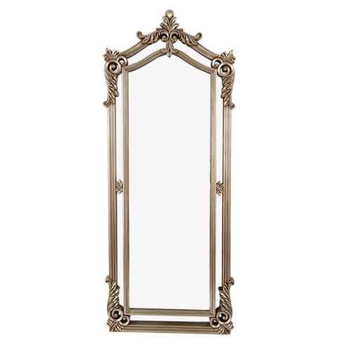 Full-Length Mirror with European Carved Scrollwork Vintage Dressing Mirror, Salon Full-Length Mirror, PU Floor Mirror
