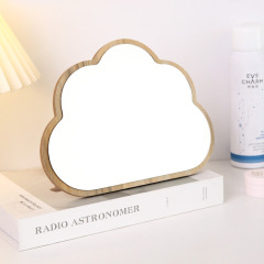 Sunflower Cloud Cute Simple Wood Makeup Mirror Student Dormitory Dressing Mirror Home Use High Quality Single-Sided Portable Mirror