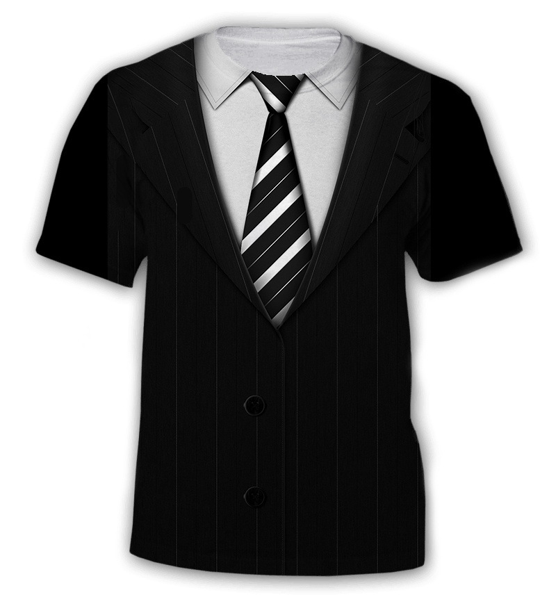 Camiseta tridimensional 3D europea y americana impresión digital manga corta traje falso de comercio exterior de dos piezas camiseta de punto divertida creativa de manga corta