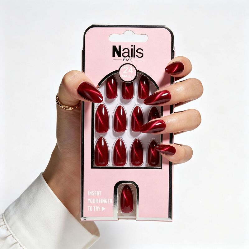 Cross-border ins-style cat-eye press-on nails, European and American mature temperament, solid color cat-eye manicure, portable and detachable fake nails Cross-border ins-style cat-eye press-on nails, European and American mature temperament, solid color cat-eye manicure, portable and detachable fake nails