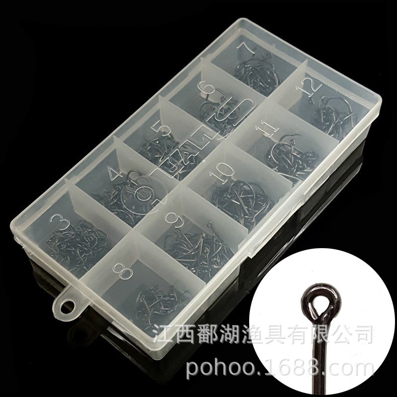 500 grandes 10 rejilla en caja 3-12 tubo Fu isini con anillo carpa gancho acero de alto carbono púas