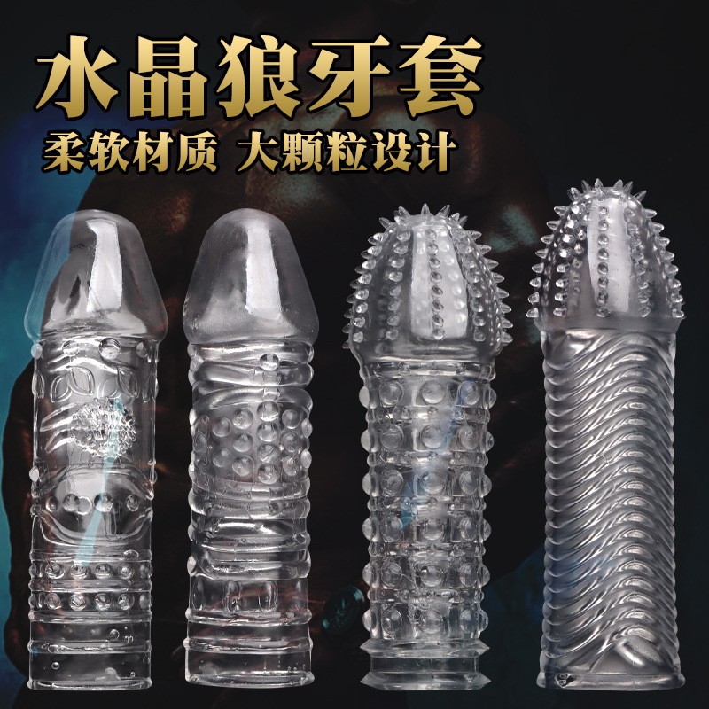 Crystal Thorned Penis Sleeve with Large Spikes, Extended and Thickened Glans Cover, Hollow Penis Toy for Men