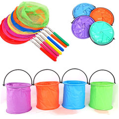 Child insect net butterfly net fish net stainless steel telescopic fishing net folding bucket outdoor water play toy