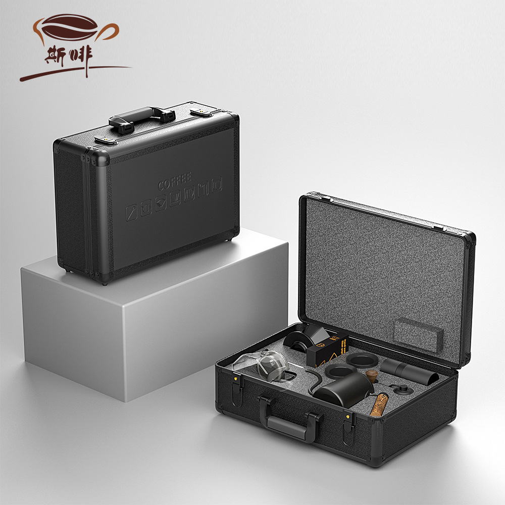 Sfei-caja de aluminio portátil para viajes al aire libre, molinillo de café, olla para preparar café a mano, filtro de goteo para acampar, juego de café para preparar a mano, caja de regalo