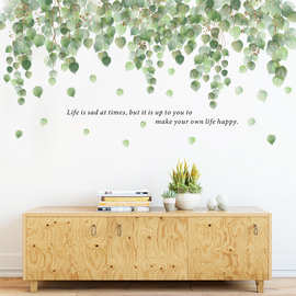 可移除墙贴绿叶墙角房门装饰贴纸壁纸墙画防潮自粘小清新客厅卧室