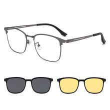 新款商务金属男士眉毛近视框二合一磁吸夹片式偏光太阳镜厂家批发