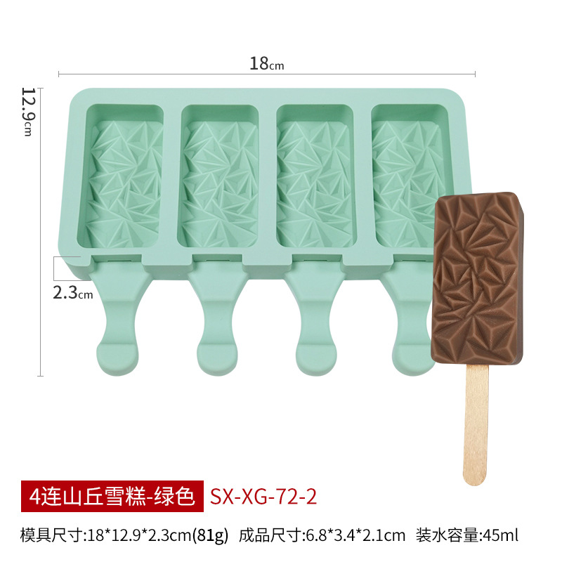 Sanxin 4-piece helado molde de silicona DIY paleta Popsicle fabricante de helados herramienta abrasiva de silicona Amazon