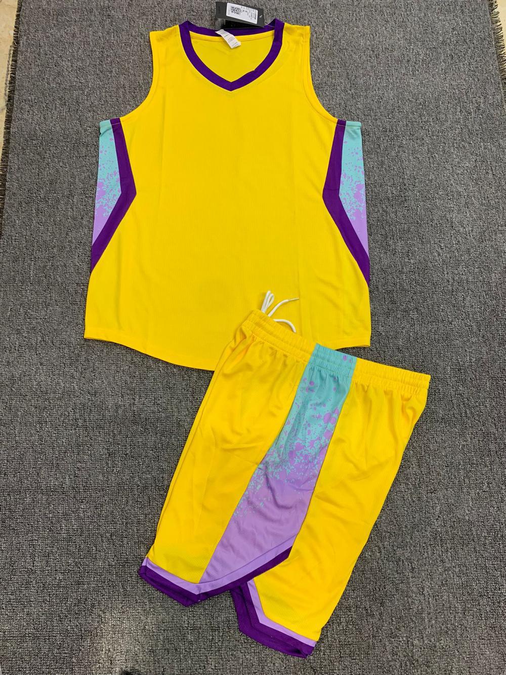 Juego de ropa de baloncesto masculino de verano compra de grupo de equipos de impresión de camiseta azul corporativa secado rápido LQ352