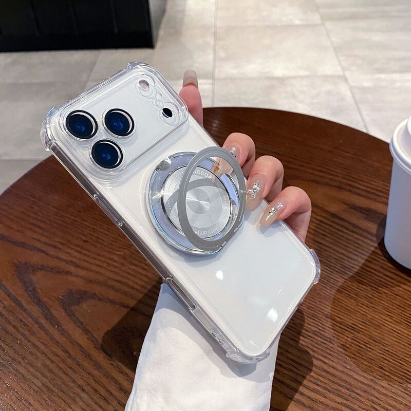 适用iPhone17promax四角防摔手机壳360旋转磁吸支架苹果16保护套|undefined