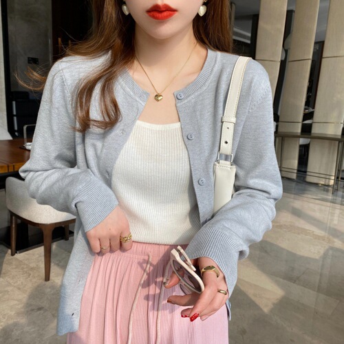 Cardigan knitted jacket women's spring and autumn thin sweater spring 2024 new black long-sleeved autumn and winter top