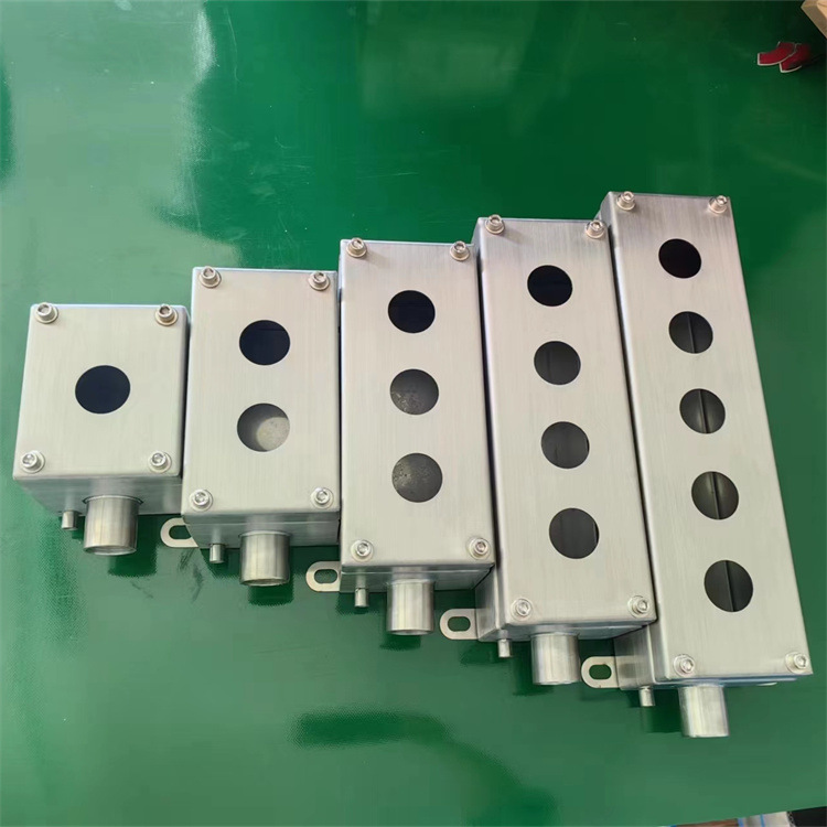 不锈钢防爆按钮盒 两孔三孔按钮空盒 户外壁挂式接线箱 孔位选择