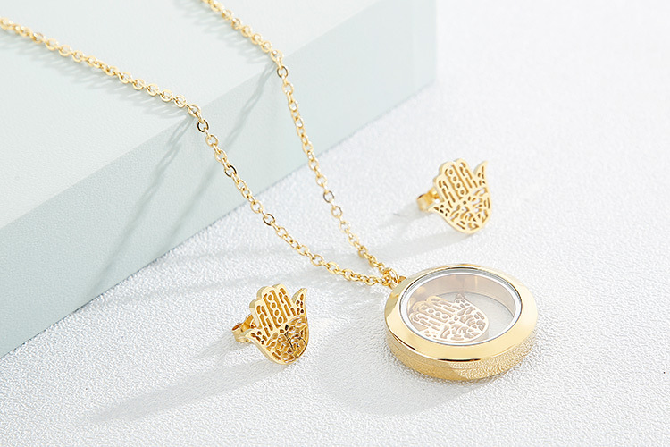 new fashion stainless steel clavicle chain necklace earrings sets accessories