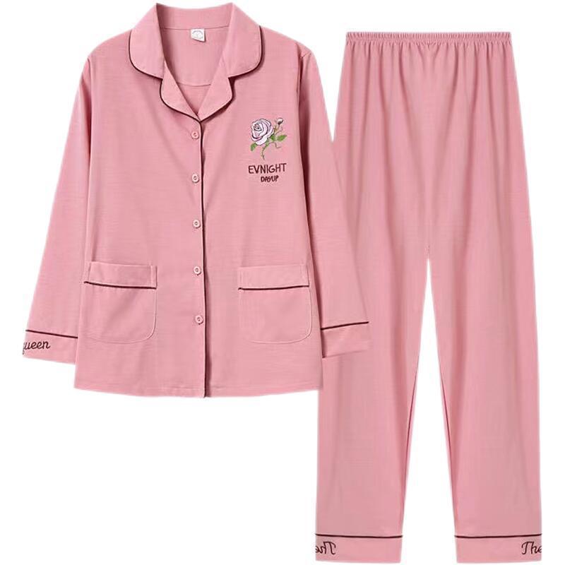 Más tamaño % pijamas de algodón para mujeres de mediana edad y ancianos primavera y otoño e invierno traje de manga larga ropa de abrigo casual ropa de hogar