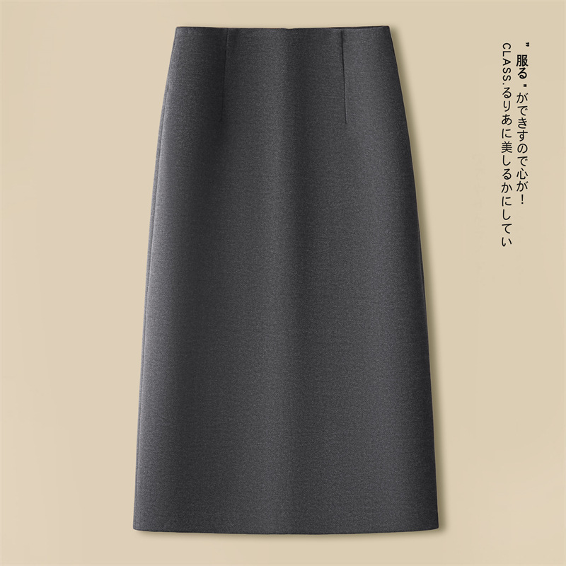 高级感a字半身裙女秋冬季2025新款高腰开叉西装包臀裙中长直筒裙|undefined