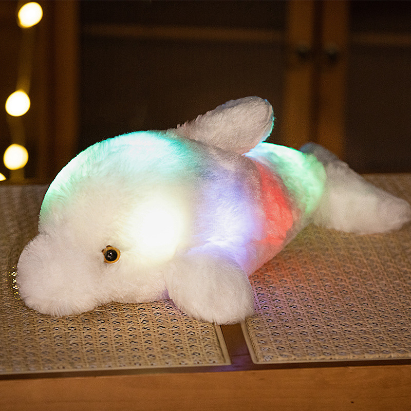 Lindo colorido luminoso animal oso de peluche unicornio muñeca de peluche de juguete delfín alpaca muñeca títere muñeca