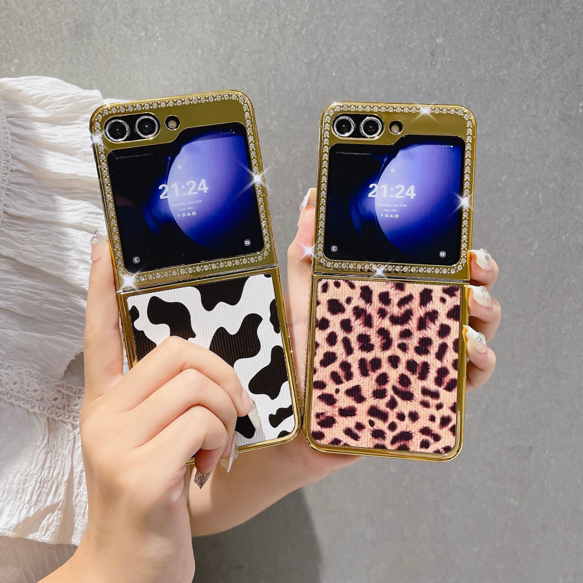 Leopard Folding Phone Case For Samsung Galaxy Z Flip 5 4 3_voghion.com