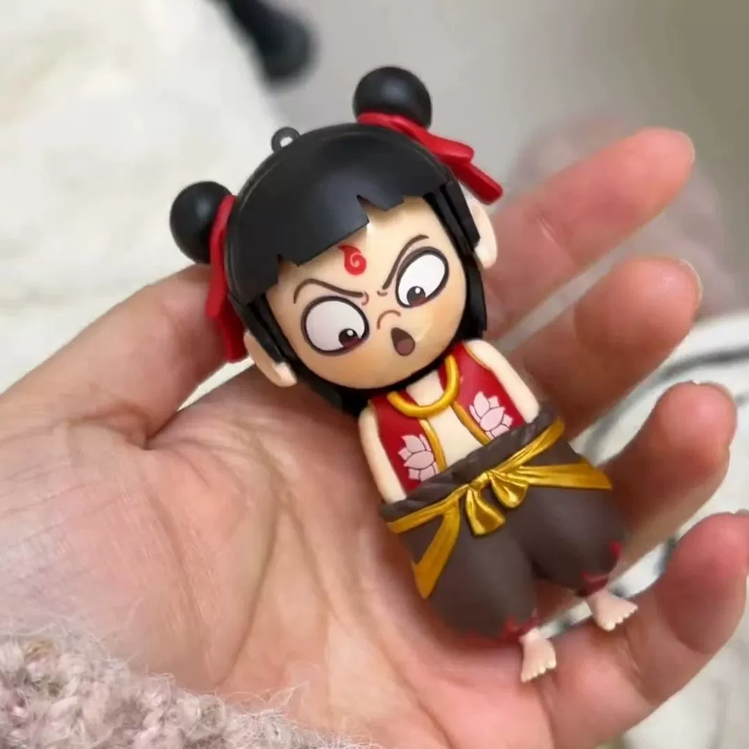 Labubu Nezha Expression Pack Face Changing Demon Boy Naohai Toy Press Keychain Pendant Fun Creative Toy