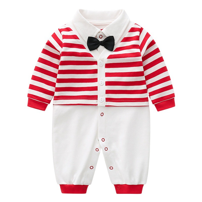 Baby Clothes Full Moon Clothes Male Baby One-Year-Old Suit Dress One-Hundred-Day Cotton Long-Sleeved Fake Two-Piece Autumn Clothes