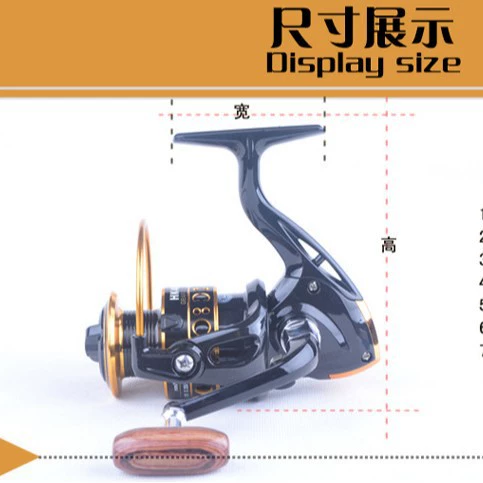 Катушка спиннинговая (Golden Shark King HK1000–7000) — полностью из металла, шпуля для мелководья