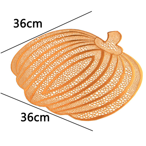 Cross-border hollowed PVC pumpkin Western-style dining mat with Instagram-style European gold foil dinner mat, waterproof, anti-slip, heat-insulating dining table mat for wholesale