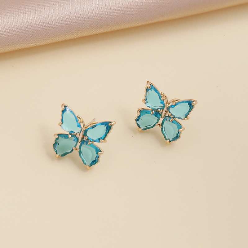 Fashion multicolor zircon butterfly copper necklace earring