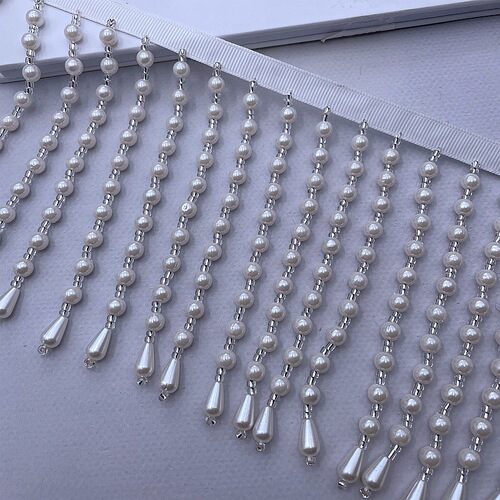 Handmade bead imitation pearl tassel hanging beads diy hanfu lace accessories white pearl hanging tassel decorative belt accessories