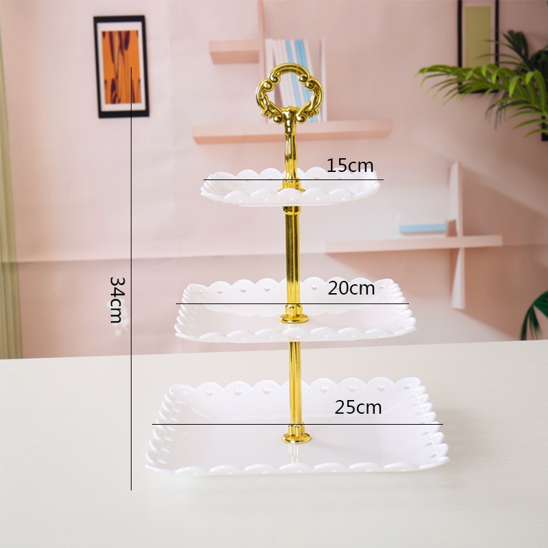Decoración de postres de cumpleaños estante de exhibición de boda europea estante de frutas estante de pastel de plástico bandeja de bocadillos