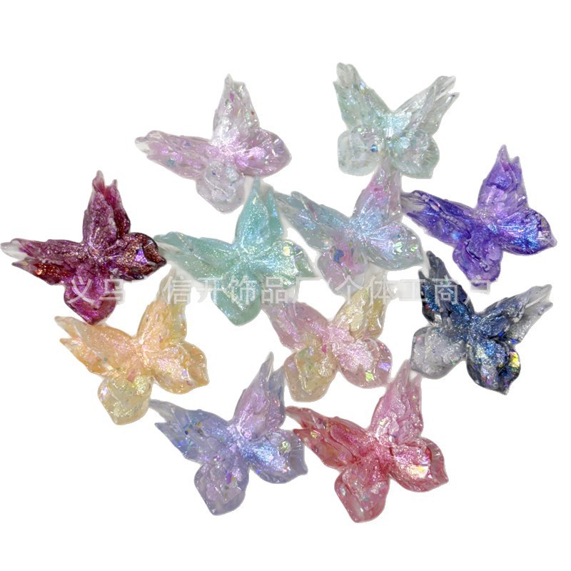 竖孔软胶夜光梦幻渐变蝴蝶串珠笔配件手机钥匙链diy手工饰品材料|undefined