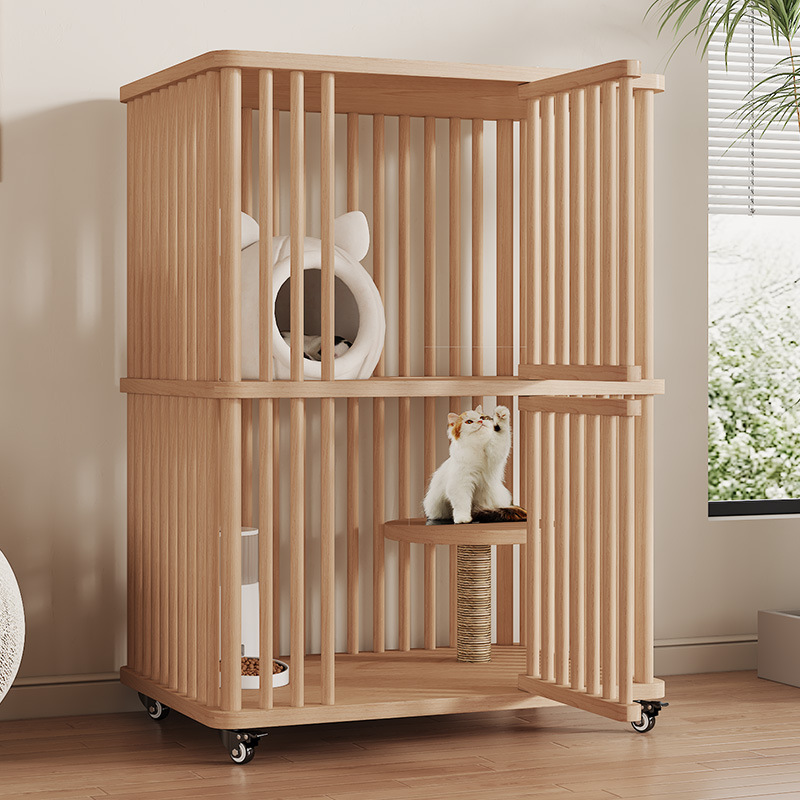 Fabricante de Jaulas para Gatos, Venta al por Mayor de Gabinetes para Gatos, Villa para Gatos de Madera Maciza, Casa para Gatos de Doble Capa, Suministros para Mascotas, Antiarañazos para Gatos