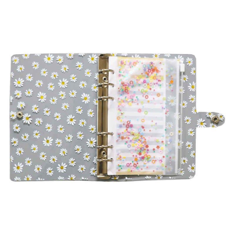 INS Daisy soft shell libro de diario de PVC transparente clip de hojas sueltas A5/A6 libro de diario pequeño cuaderno fresco