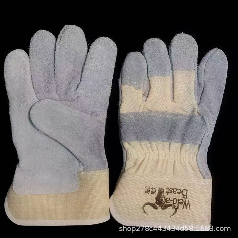 焊工专用手部防护手套安全防护短款焊工手套双层耐磨加厚高温防护