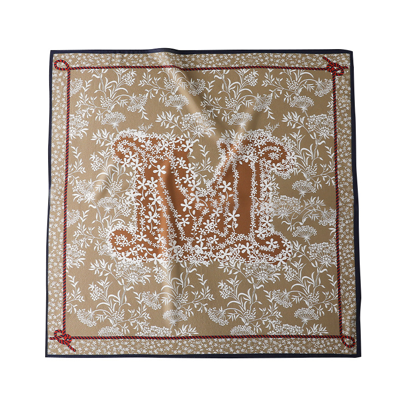 100% Mulberry Silk Double Crepe 65cm Maillard Cashew Square Scarf For Women - Spring/Summer Lightweight Luxury Silk Scarf - Thumbnail 5