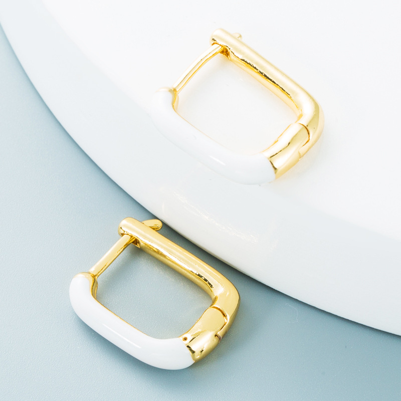 Nihaojewelry wholesale jewelry simple geometric colorful copper dripping earringspicture8