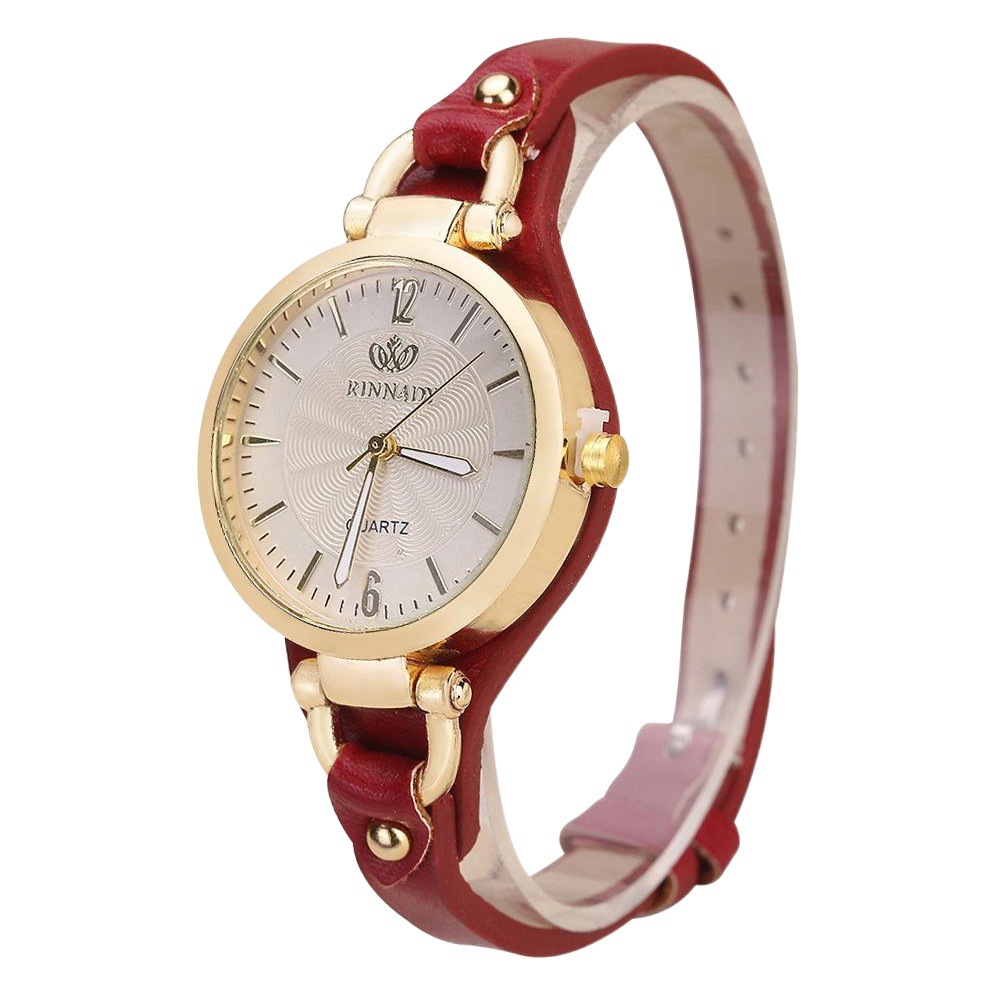 WeChat suministro punk nuevo Remache de las mujeres casual simple correa delgada PU cuero reloj cuarzo al por mayor