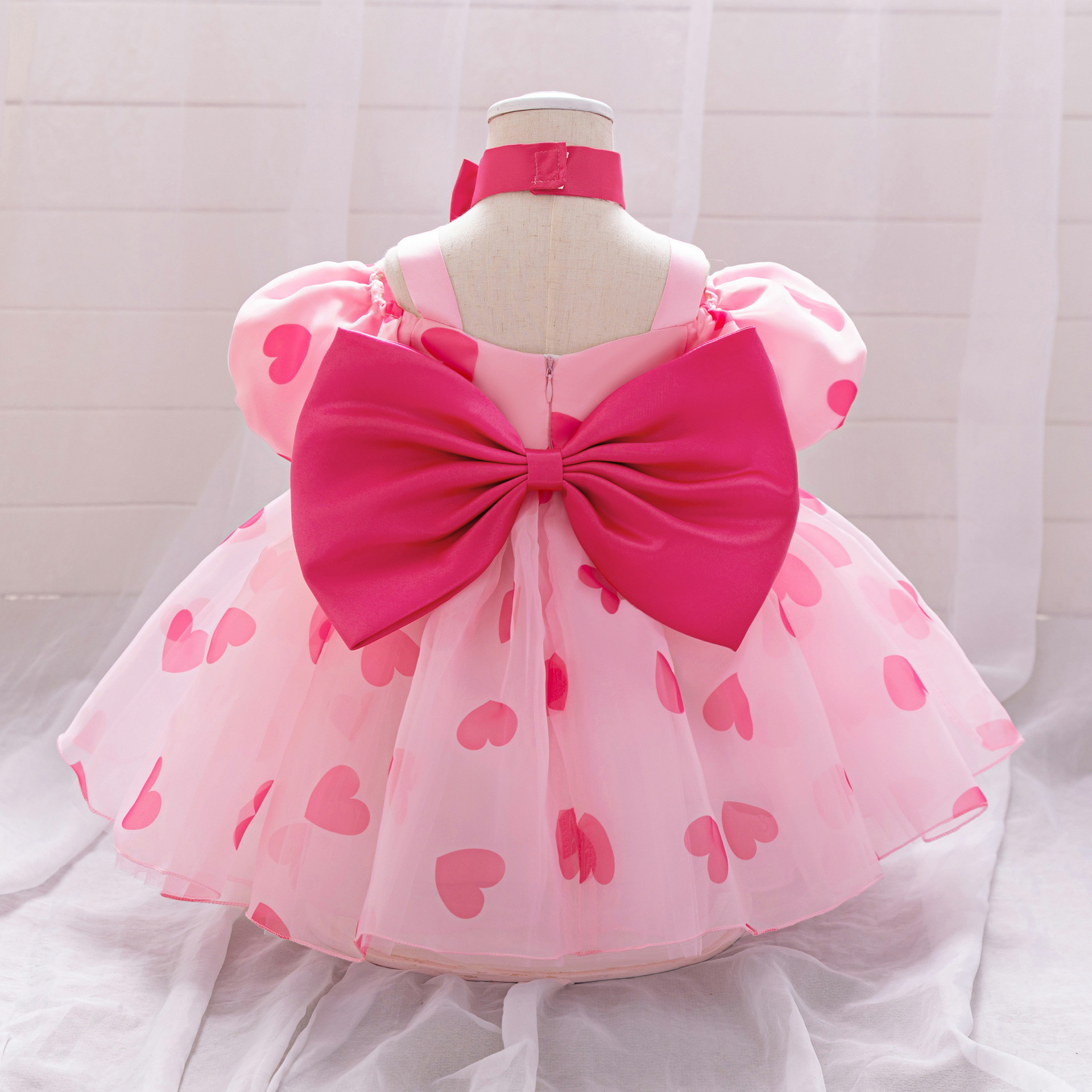 Vestido de niña transfronterizo falda tutú COS Minnie Mickey vestido de princesa para niños vestido de lazo de lunares de malla