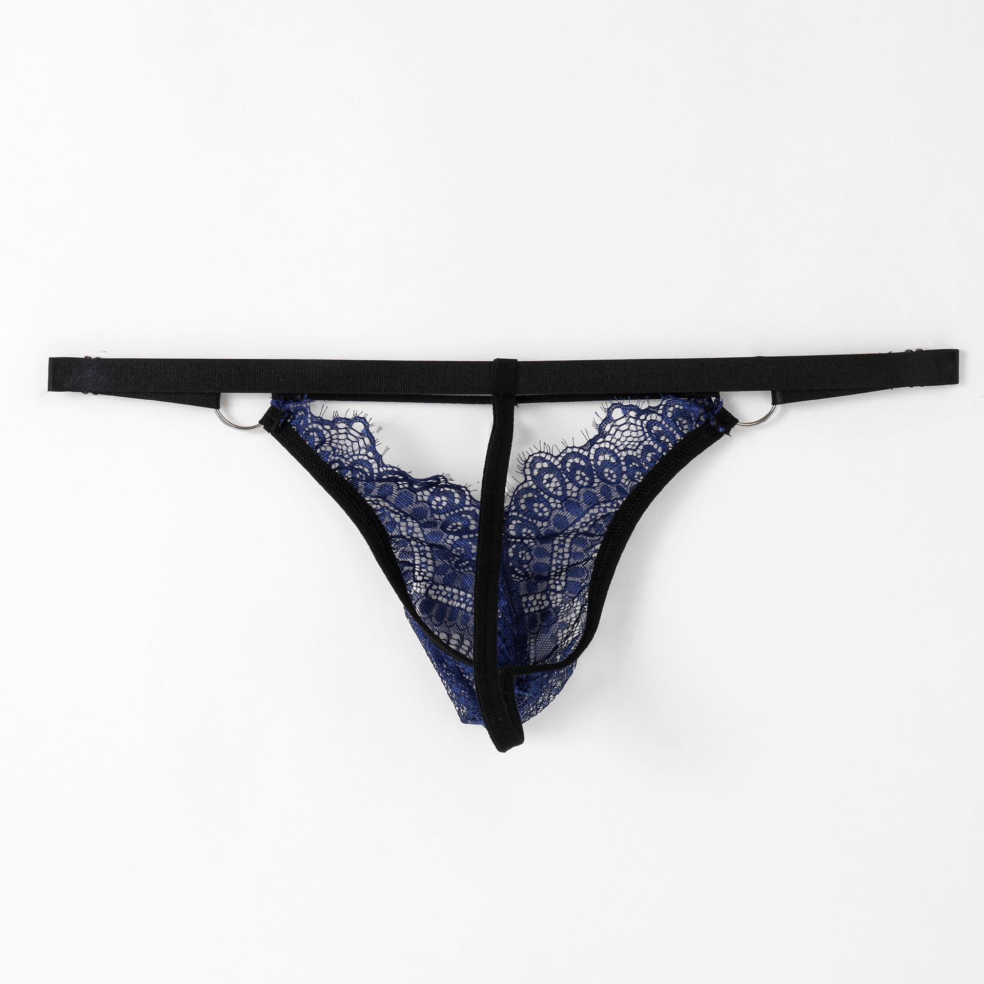 String pour homme en dentelle ajourée, taille basse, ajustable, perles, sous-vêtement sexy_voghion.com