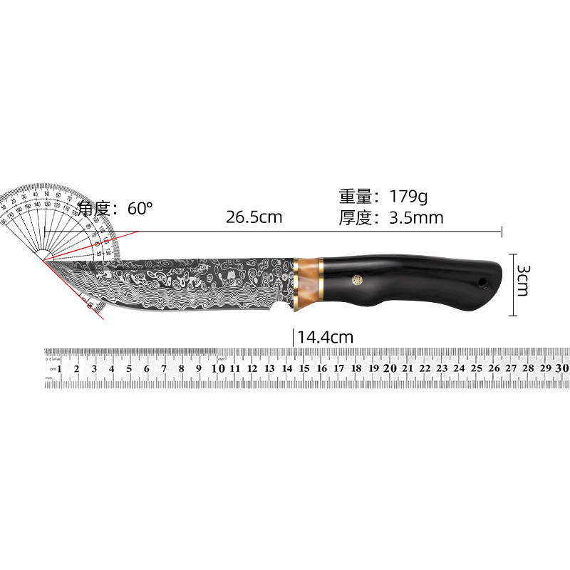 手作りの鍛打ナイフのダマスカスの紋様は屋外でキャンプして多機能を求めて肉を食べて携帯して身を守る果物の刃物を食べます。|undefined